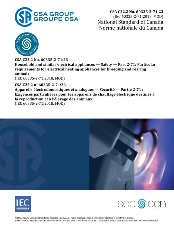 CSA C22.2 NO. 60335-2-71:23 standard pdf
